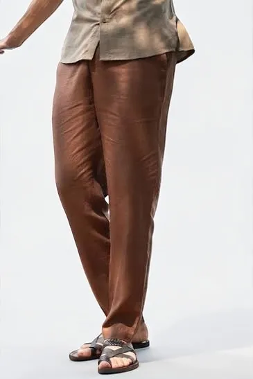 Relaxed Fit Drawstring white Linen Pants